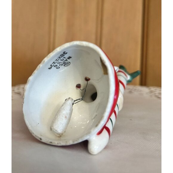 Vintage Napco Christmas Figurine Ceramic Angel Bell Candy Cane Girl - Picture 2 of 10